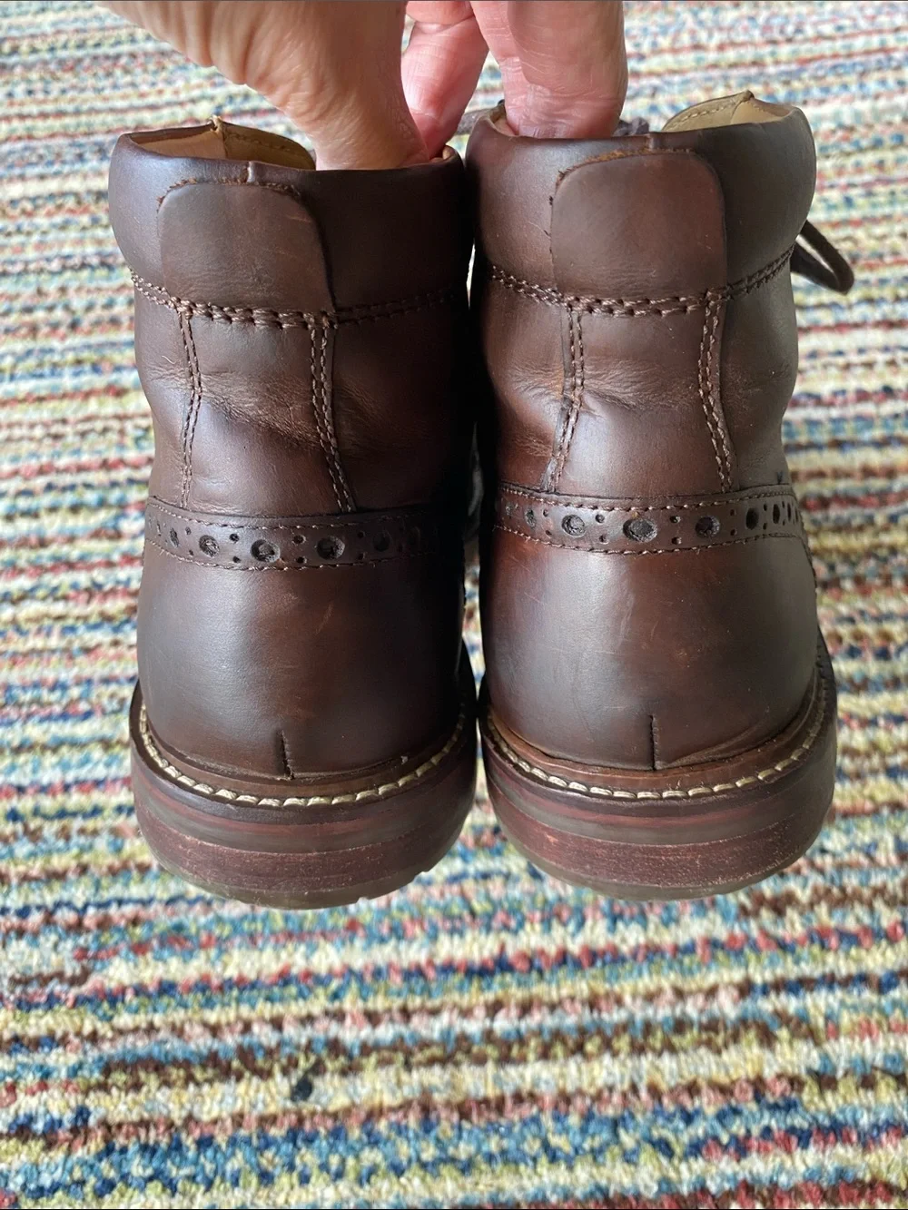Men's Florsheim Brown Leather Cap-Toe Brogue Lace-Up Boots size 7